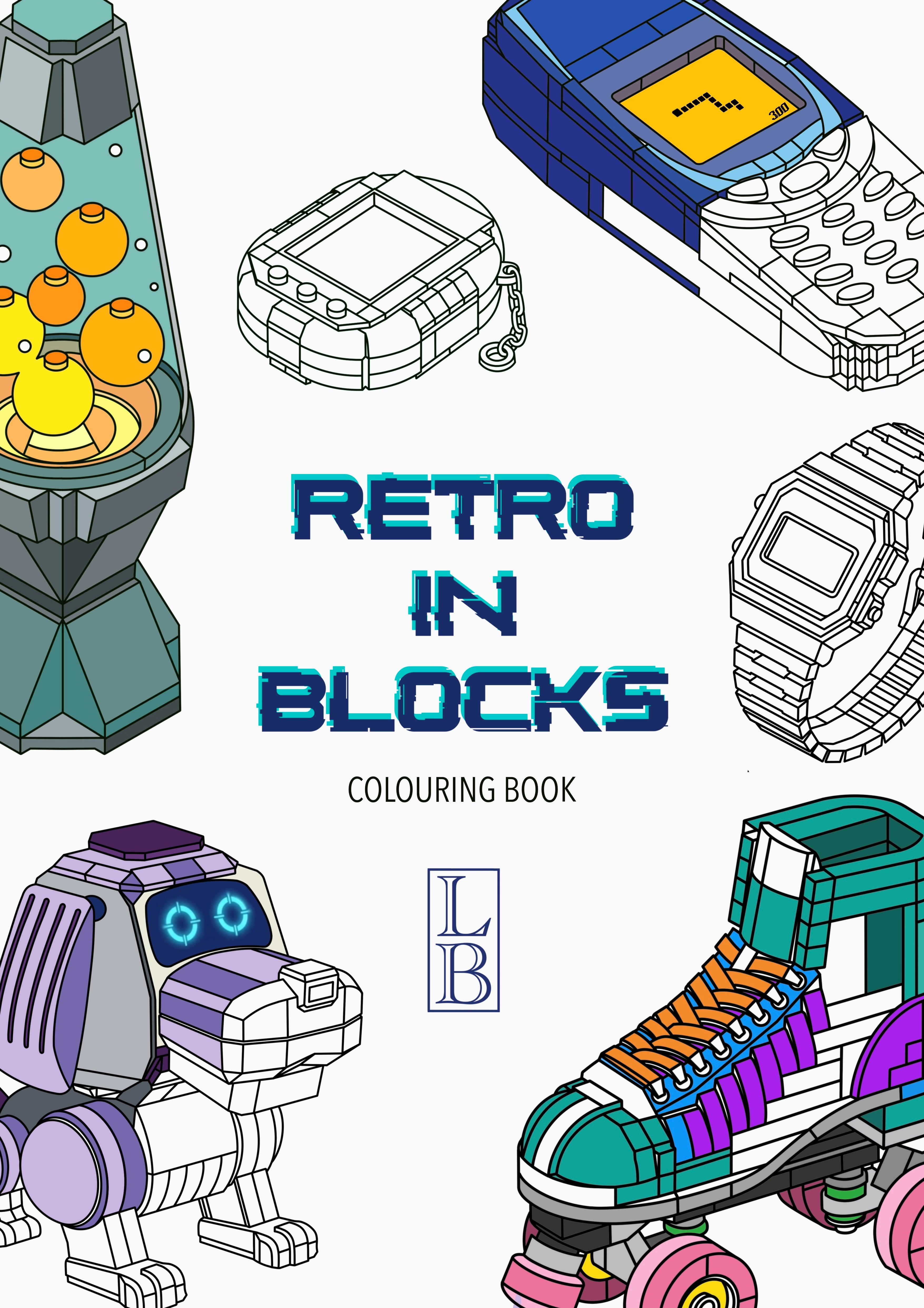 Retro In Blocks Colouring Book – Bold Geometric Designs for Relaxation & Creativity