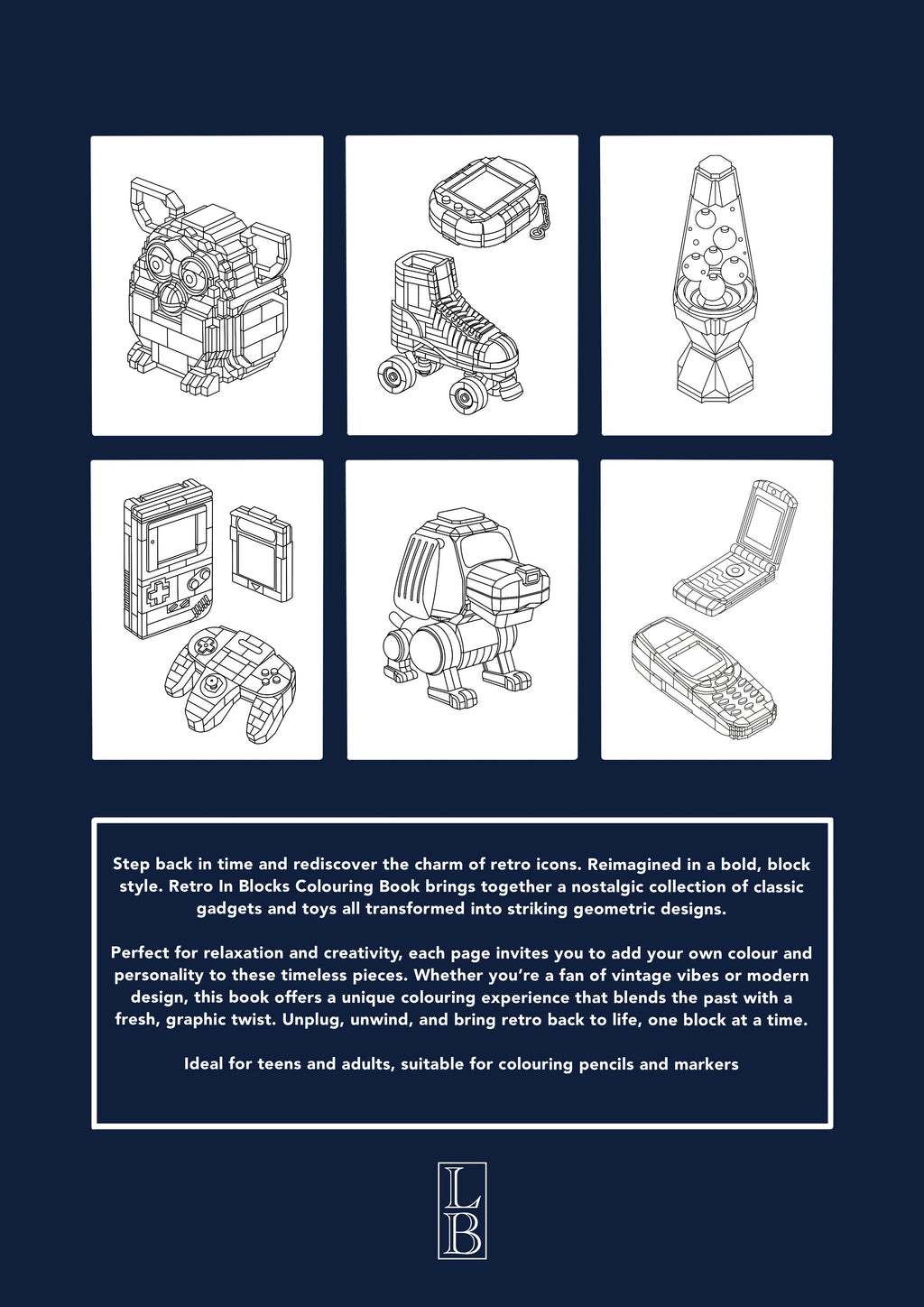 Retro In Blocks Colouring Book – Bold Geometric Designs for Relaxation & Creativity