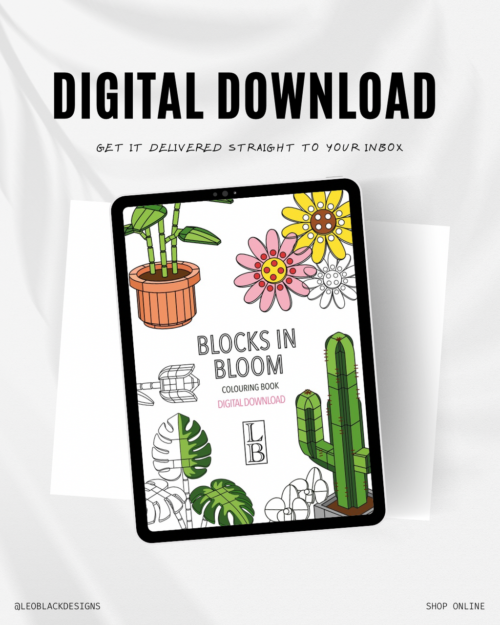 Blocks In Bloom Colouring Book (Digital PDF Download) – Printable